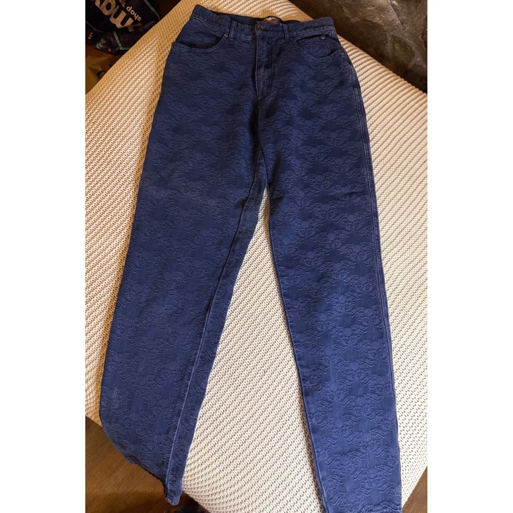 Harley Davidson Vintage Navy Blue Jacquard Eagle Pattern Jeans Womens Small